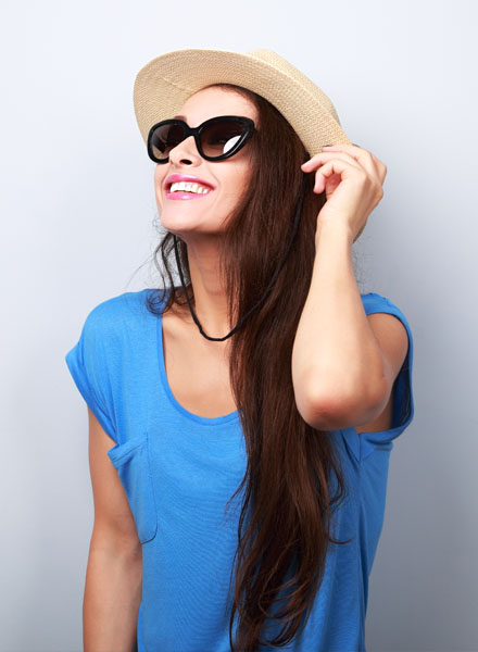 red hair-brush sun-glasses and shoes